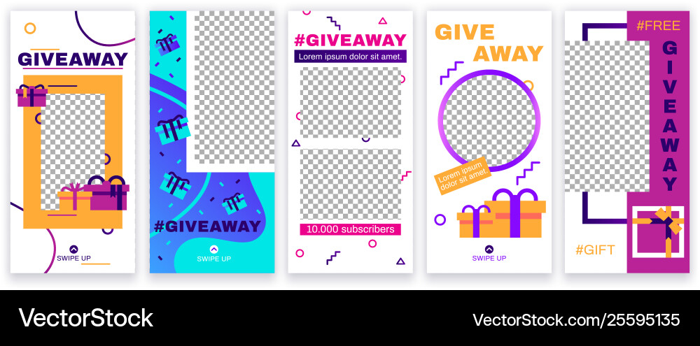 Stories giveaway post give away gifts prize draw Stories giveaway post give away gifts prize draw vector image