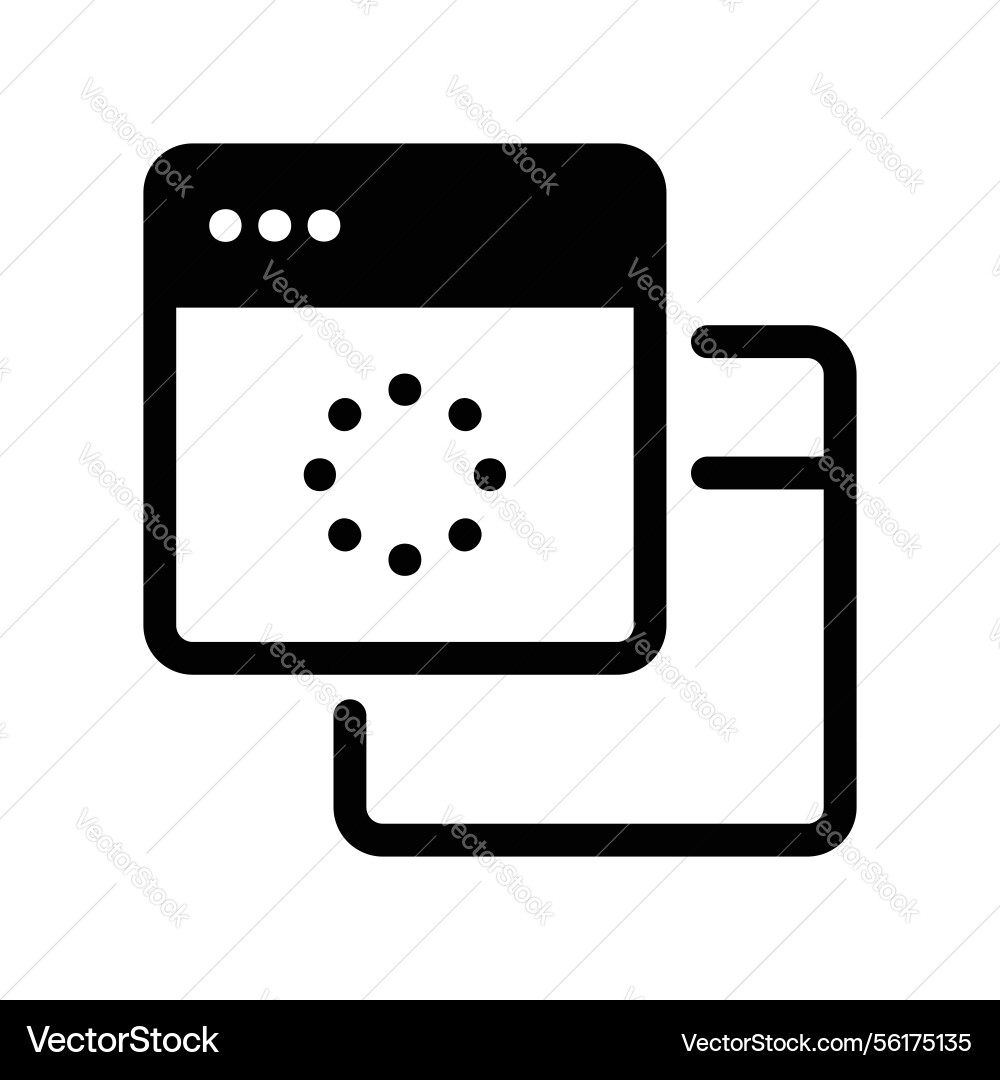 Two connected windows one showing loading Two connected windows one showing loading vector image