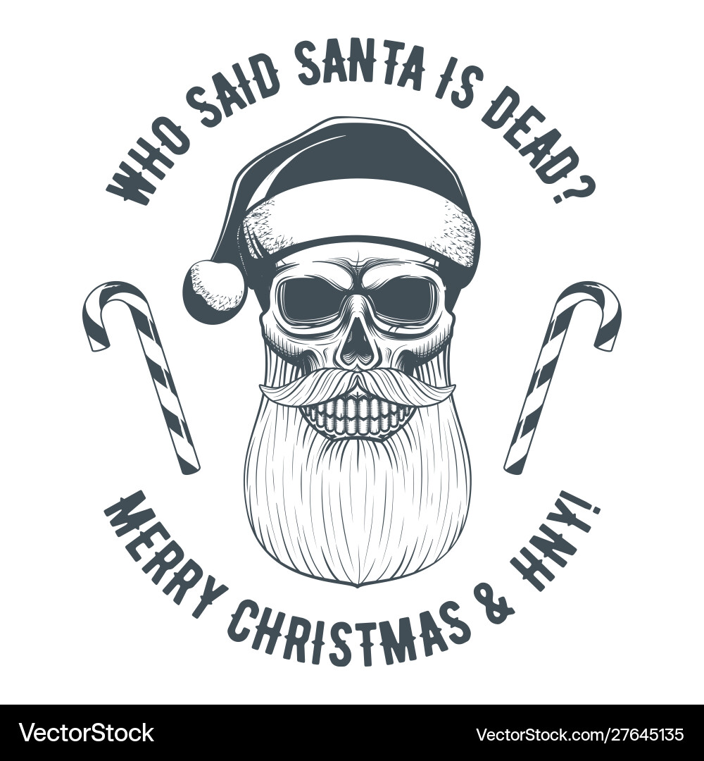 Vintage santa claus skull vector image