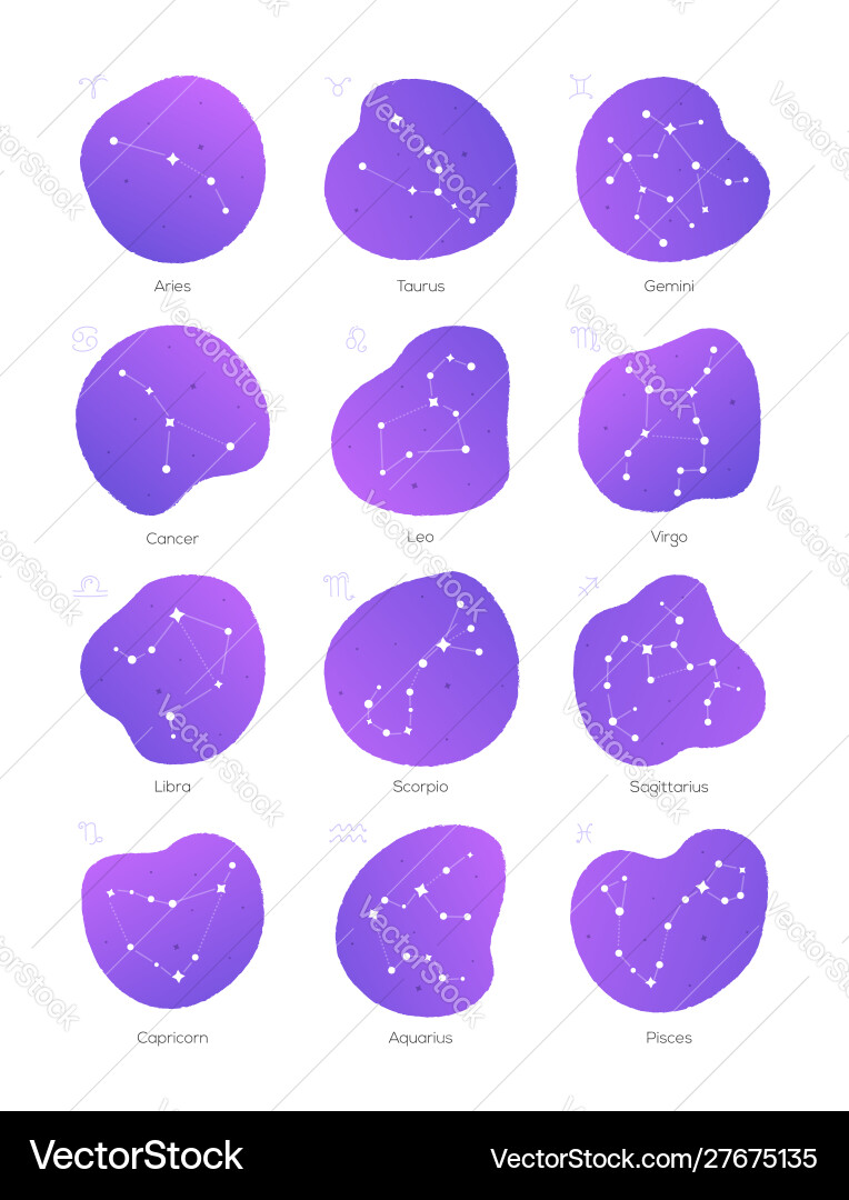 Zodiac constellations - set twelve astrological Zodiac constellations - set twelve astrological vector image