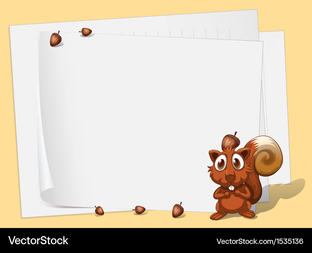 A squirrel in front of the empty papers Vector Image