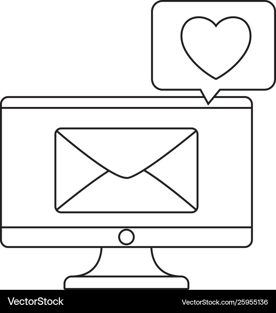 Computer monitor with envelope and speech bubble Vector Image