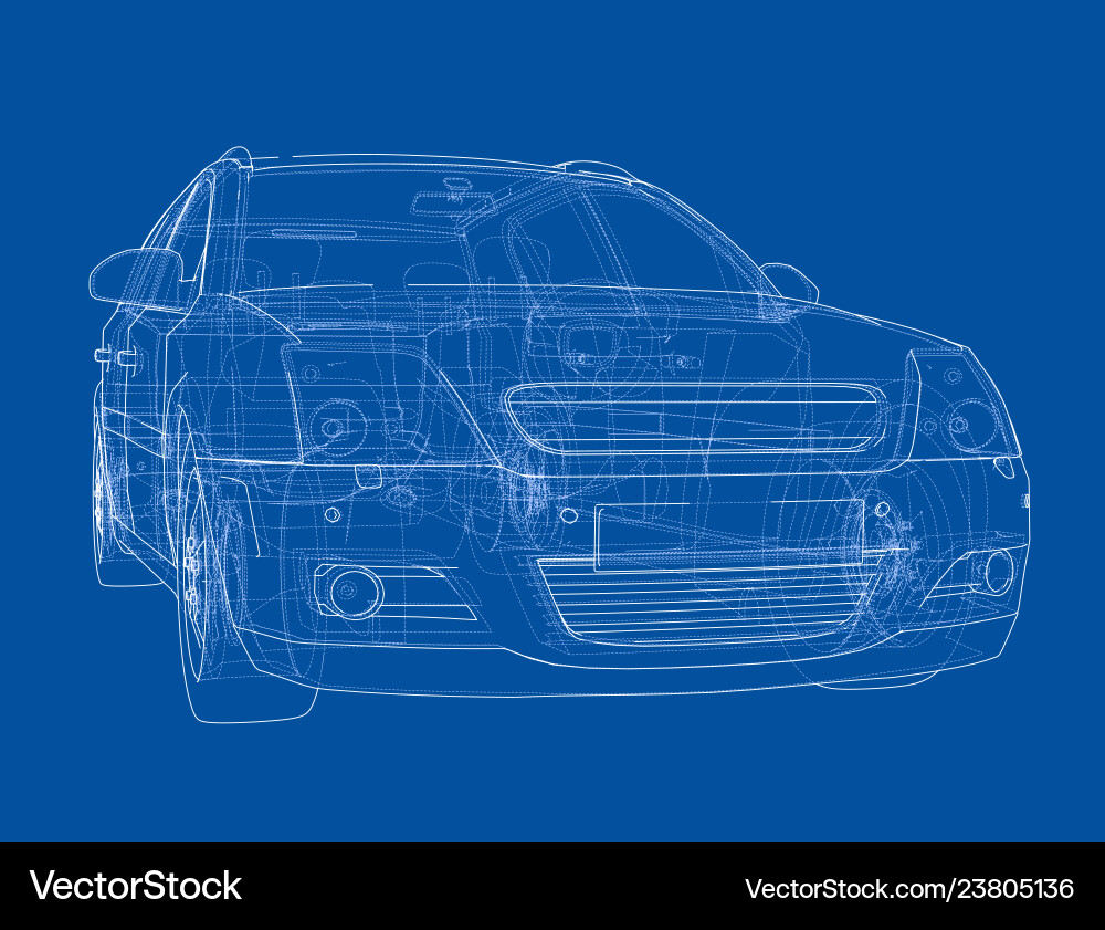 Concept car rendering of 3d Vector Image