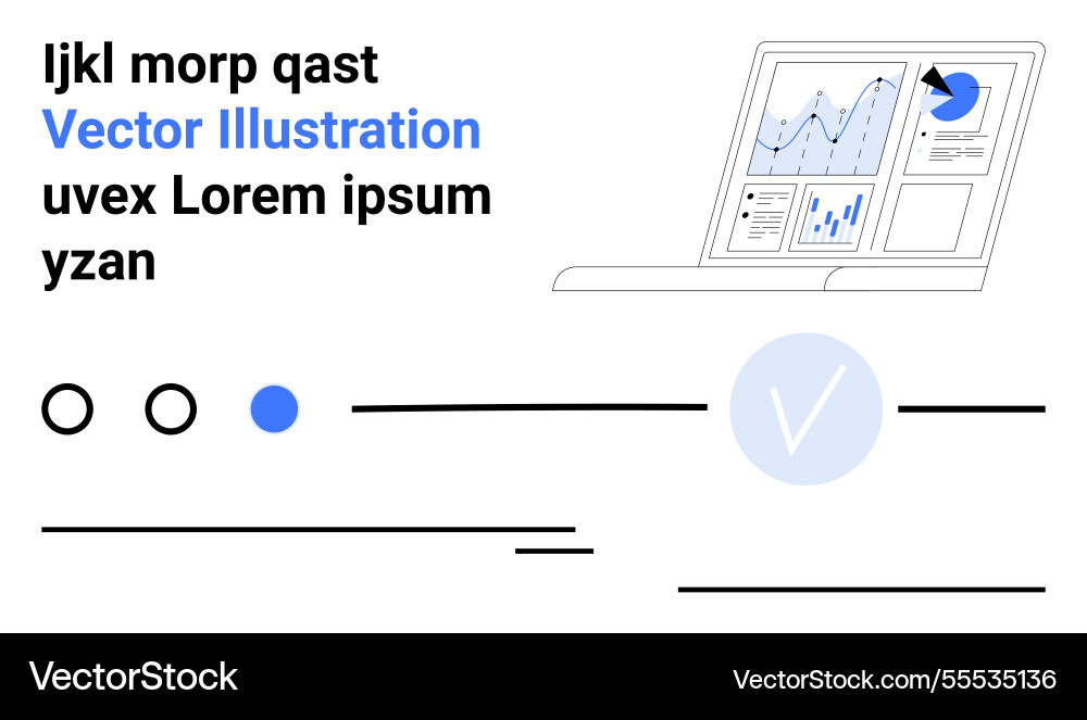 Data analytics on laptop screen with various Data analytics on laptop screen with various vector image