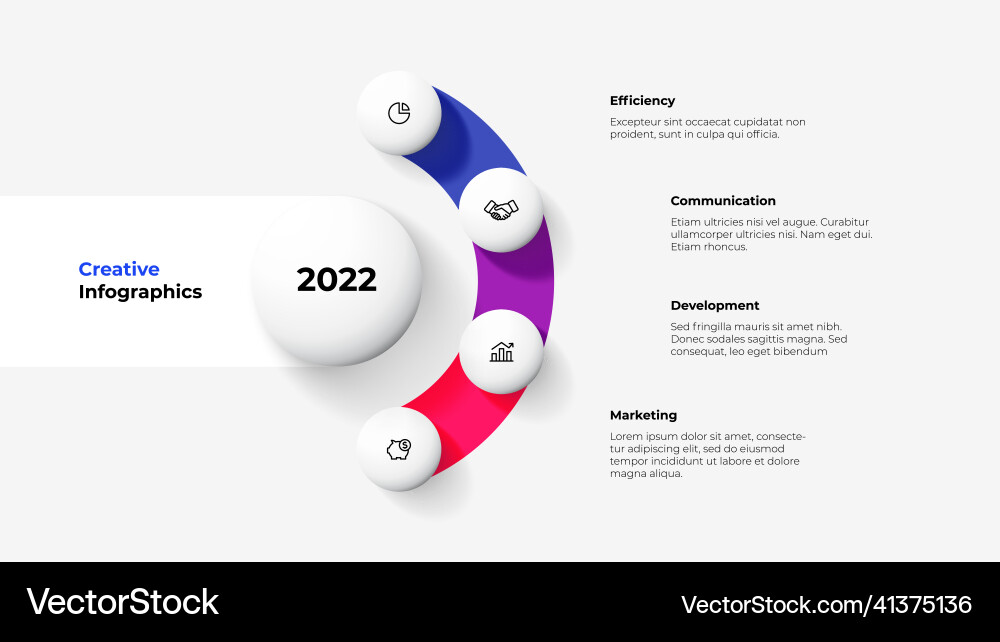 Flow chart diagram with 4 circle elements around Flow chart diagram with 4 circle elements around vector image