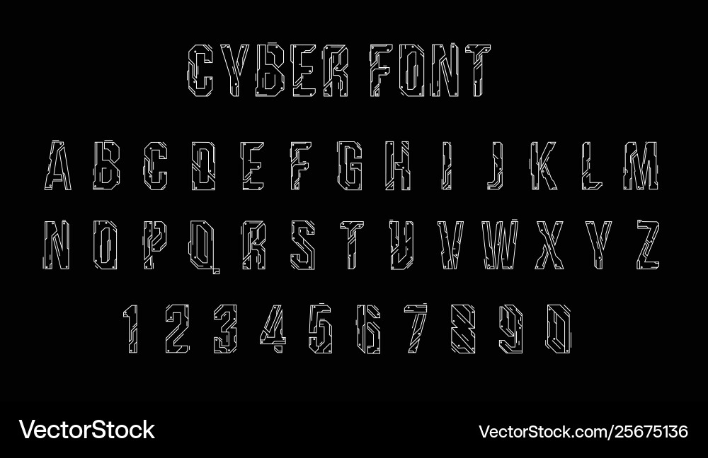 Futuristic font design letters and numbers Futuristic font design letters and numbers vector image