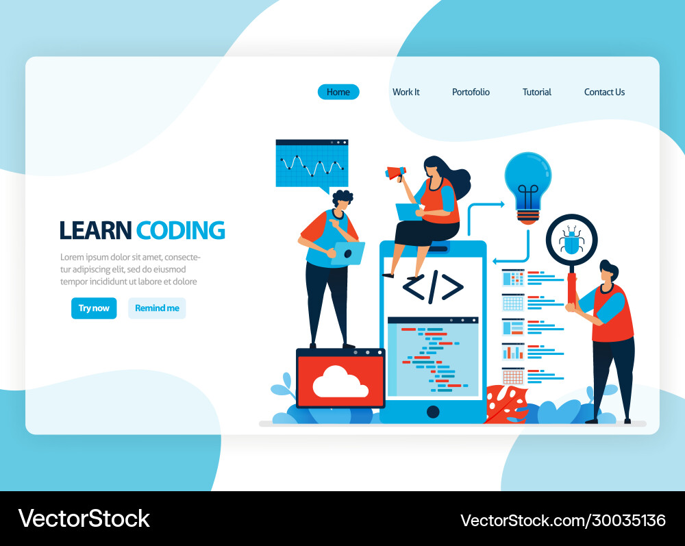 Homepage for learning programming and coding Homepage for learning programming and coding vector image