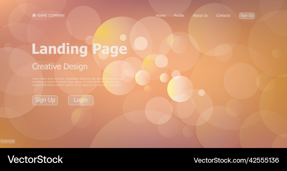 Landing page one creative bokeh website web vector image