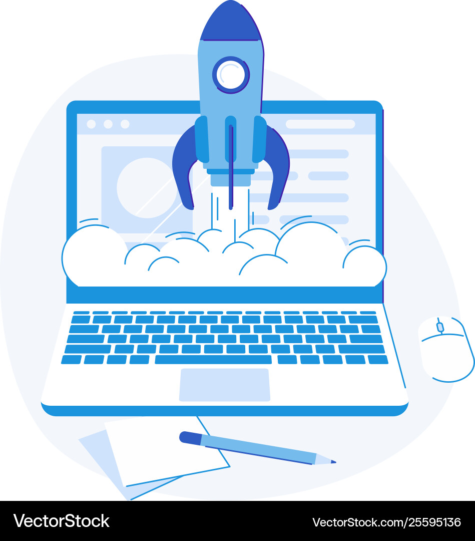 Laptop startup web creative strategy success Laptop startup web creative strategy success vector image