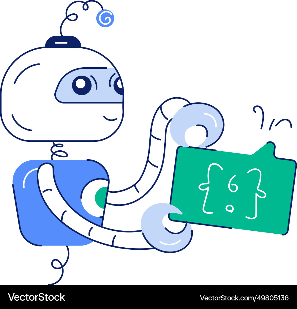 Programming bot hand drawn mini vector image
