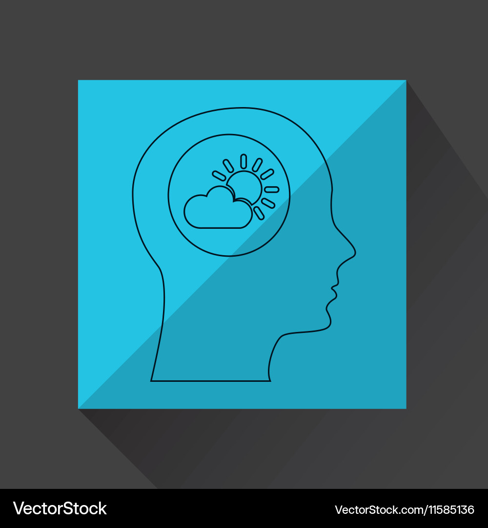 Symbol weather icon silhouette head and cloud sun Vector Image