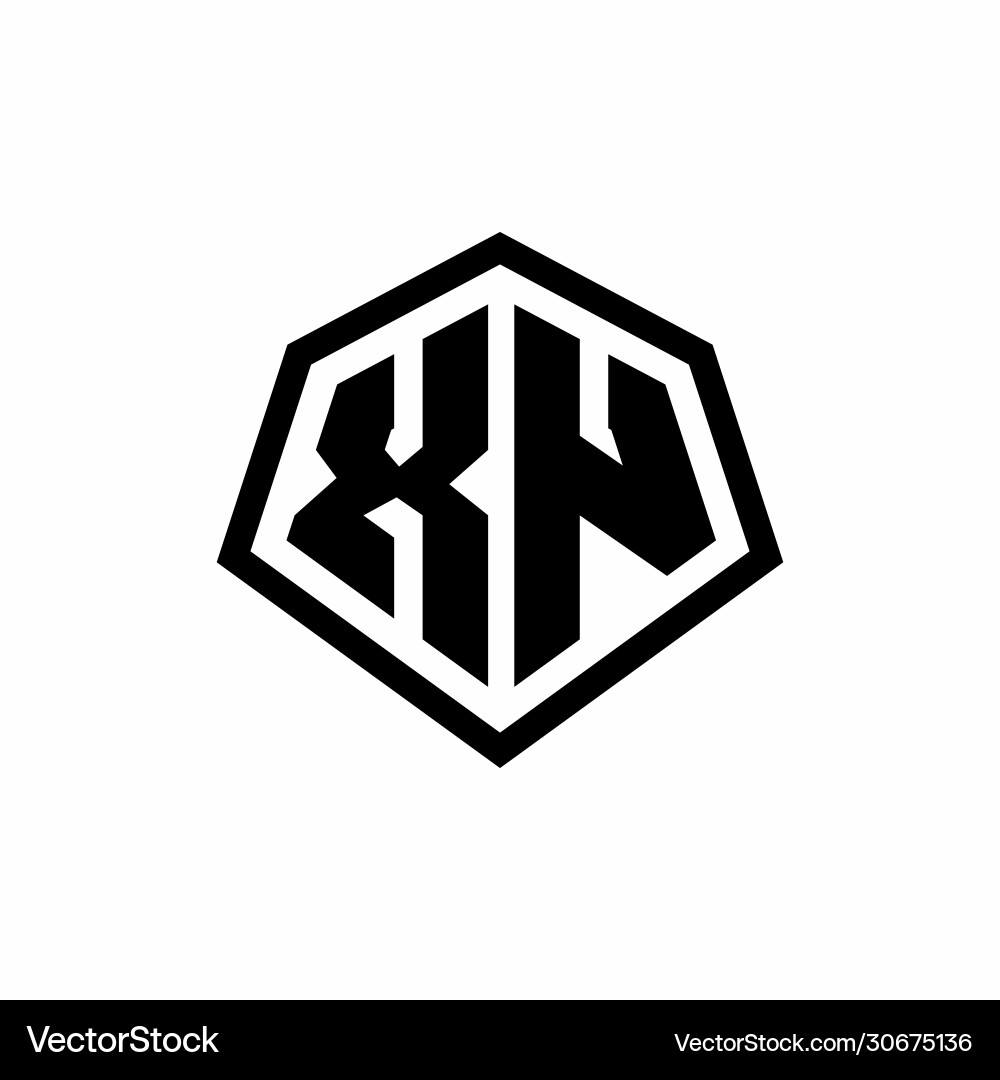 Xn monogram logo with hexagon shape and line Vector Image