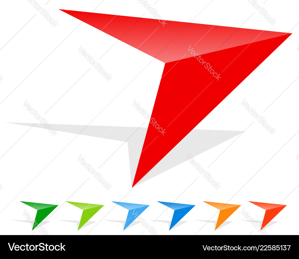 Arrow icon - sharp edgy arrowhead in more colors Vector Image