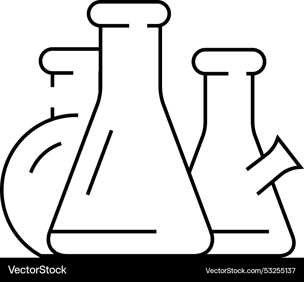 Flasks lab tools line icon Flasks lab tools line icon Vector Image