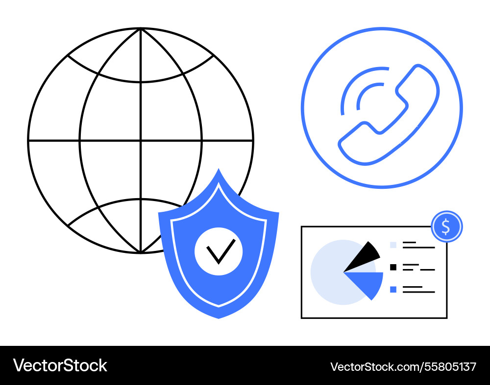 Global connectivity with secure communication Global connectivity with secure communication vector image