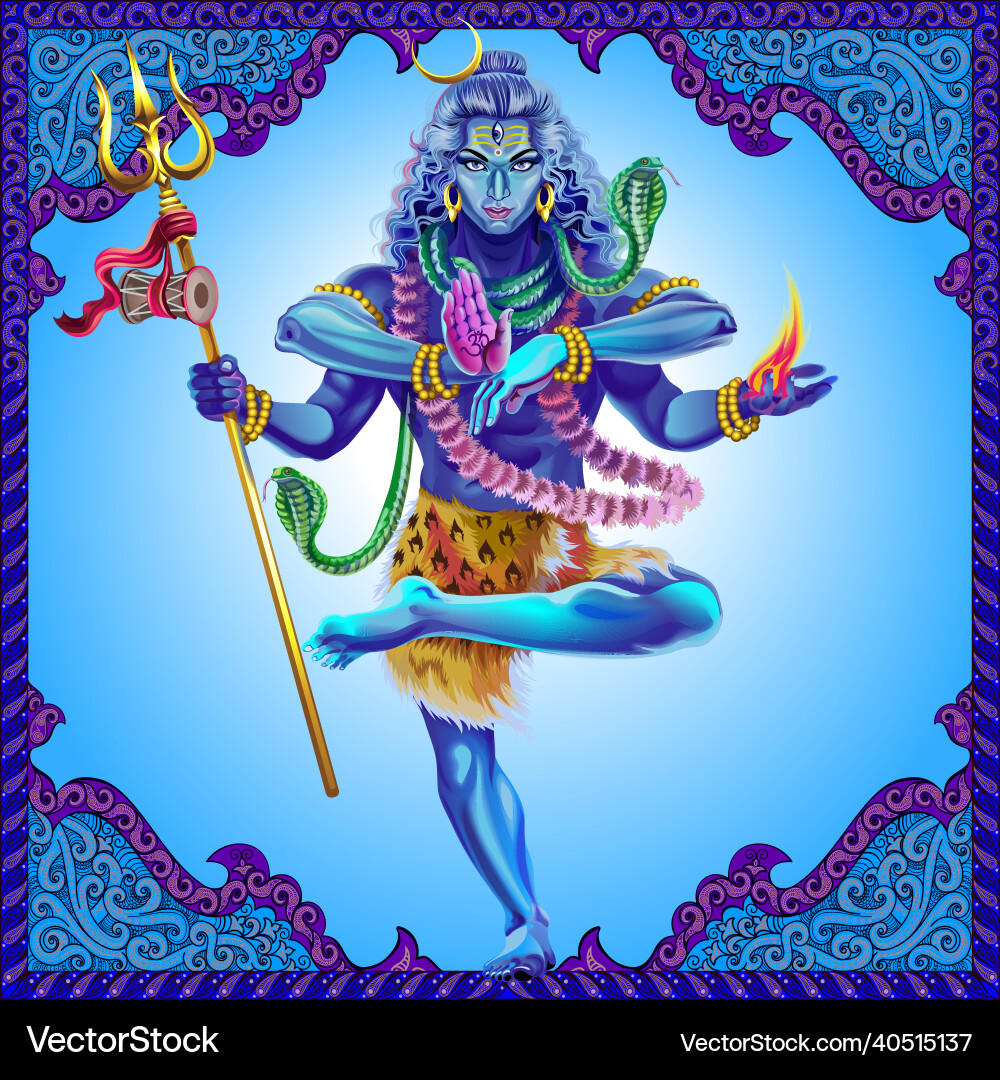 God shiva on the background of an ornamental arch God shiva on the background of an ornamental arch vector image