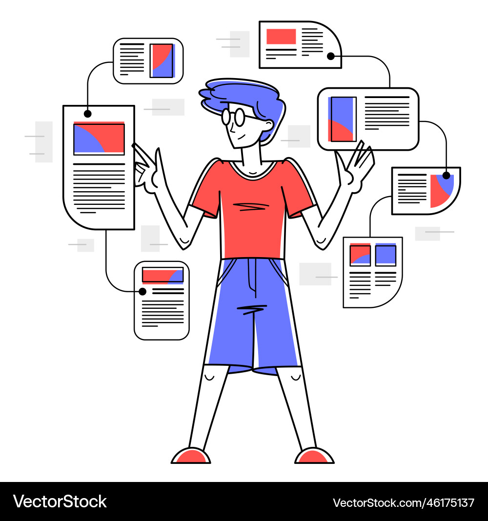 Intellectual worker making analysis of some data Intellectual worker making analysis of some data Vector Image