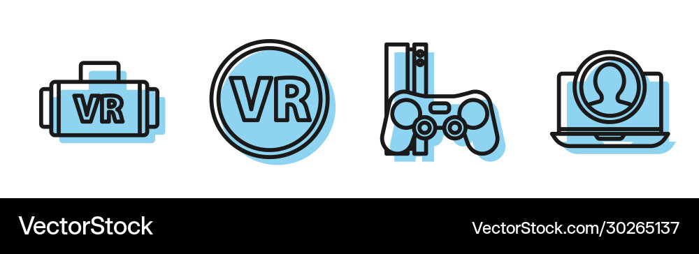 Line-Spielkonsole mit Joystick virtuelle vektorbild