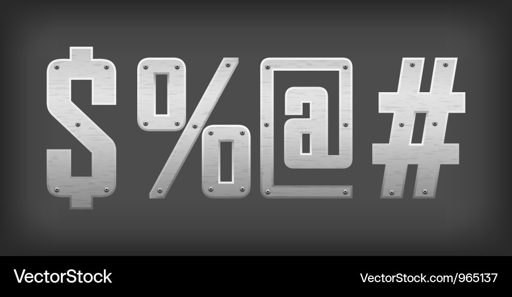 Metallic Lettering and Symbols Vector Image