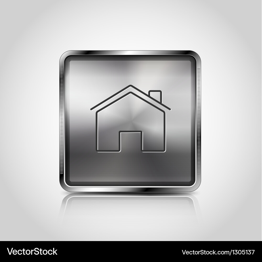 Metallic web icon with reflection and shadows Vector Image