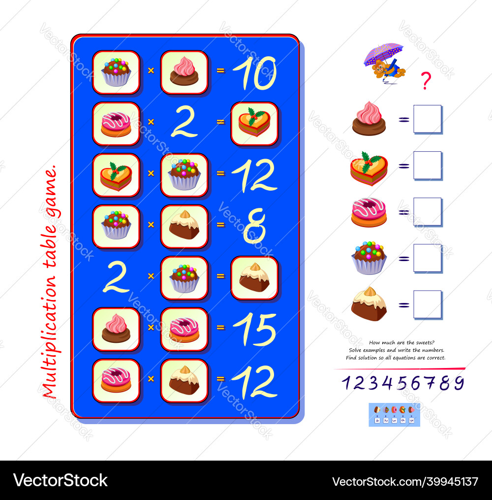 Multiplication Logic Puzzle Game Vector Image