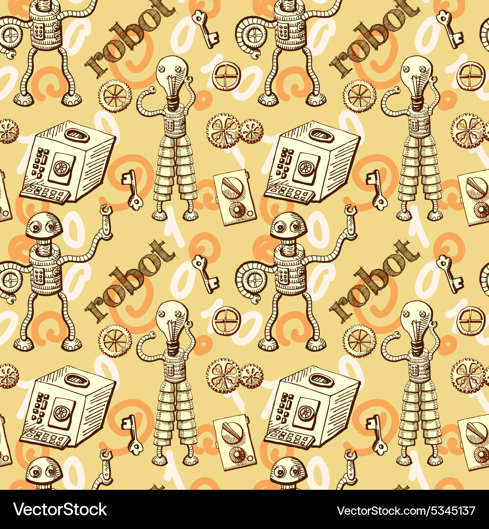 Robots seamless pattern vector image