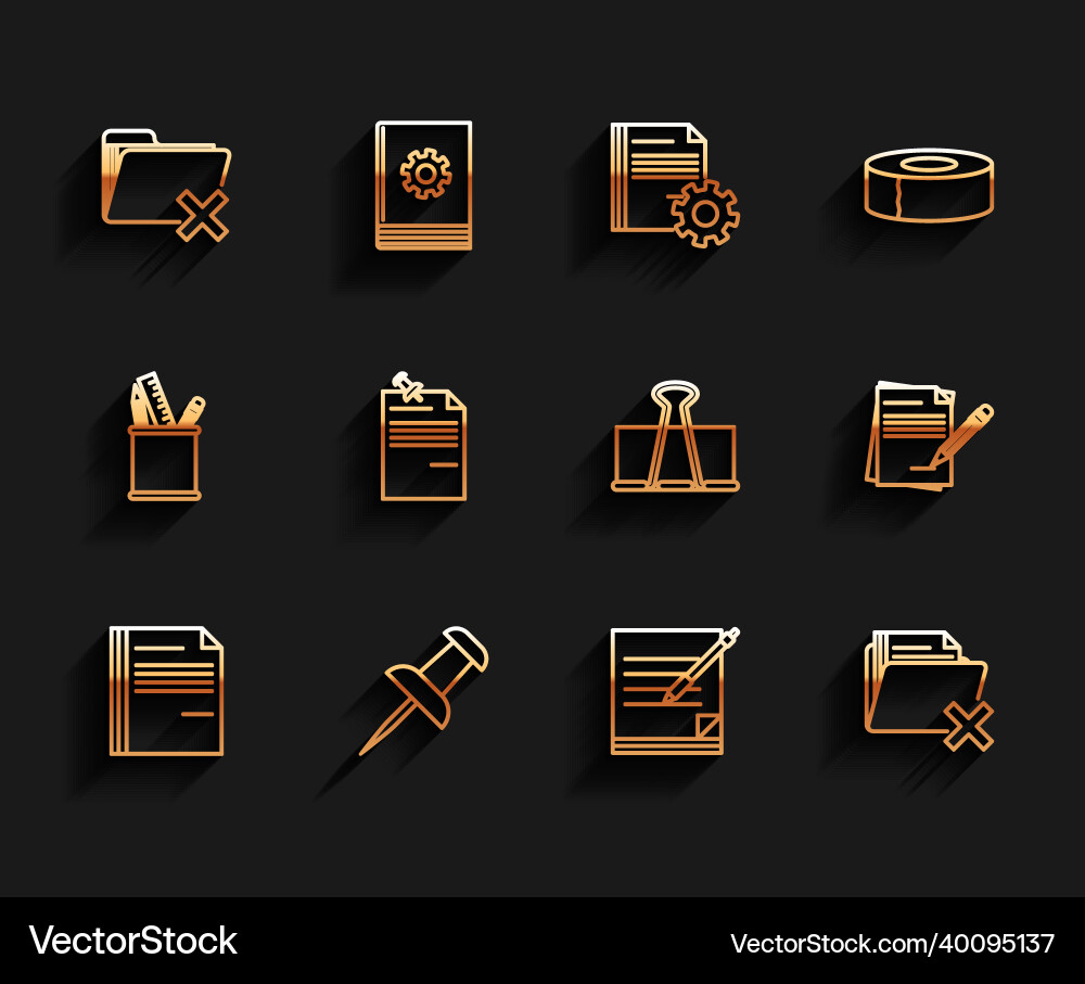 Set line file document push pin delete folder Set line file document push pin delete folder vector image