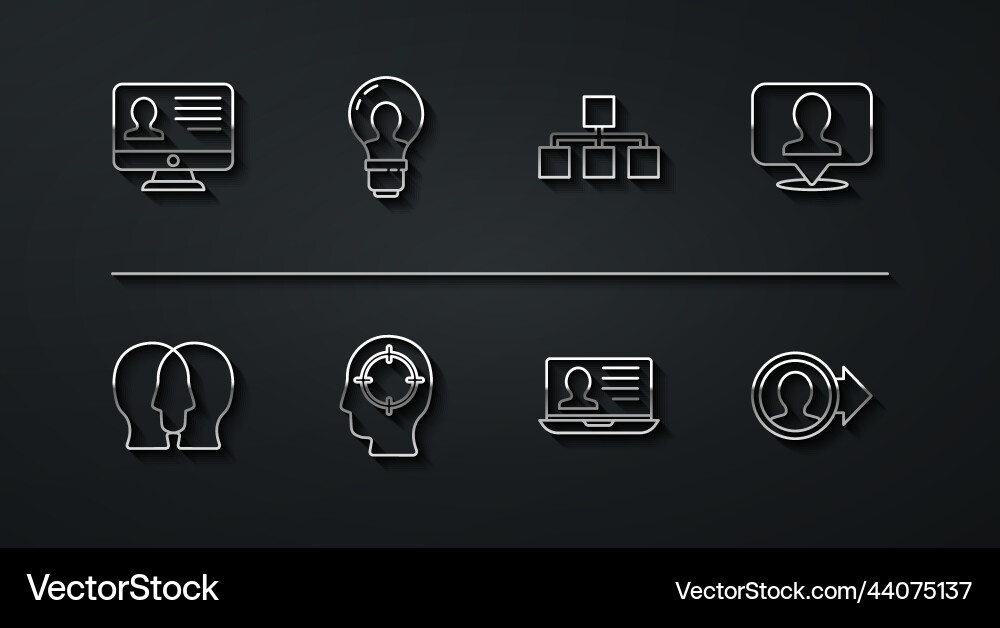 Set line monitor with resume project team base Set line monitor with resume project team base vector image