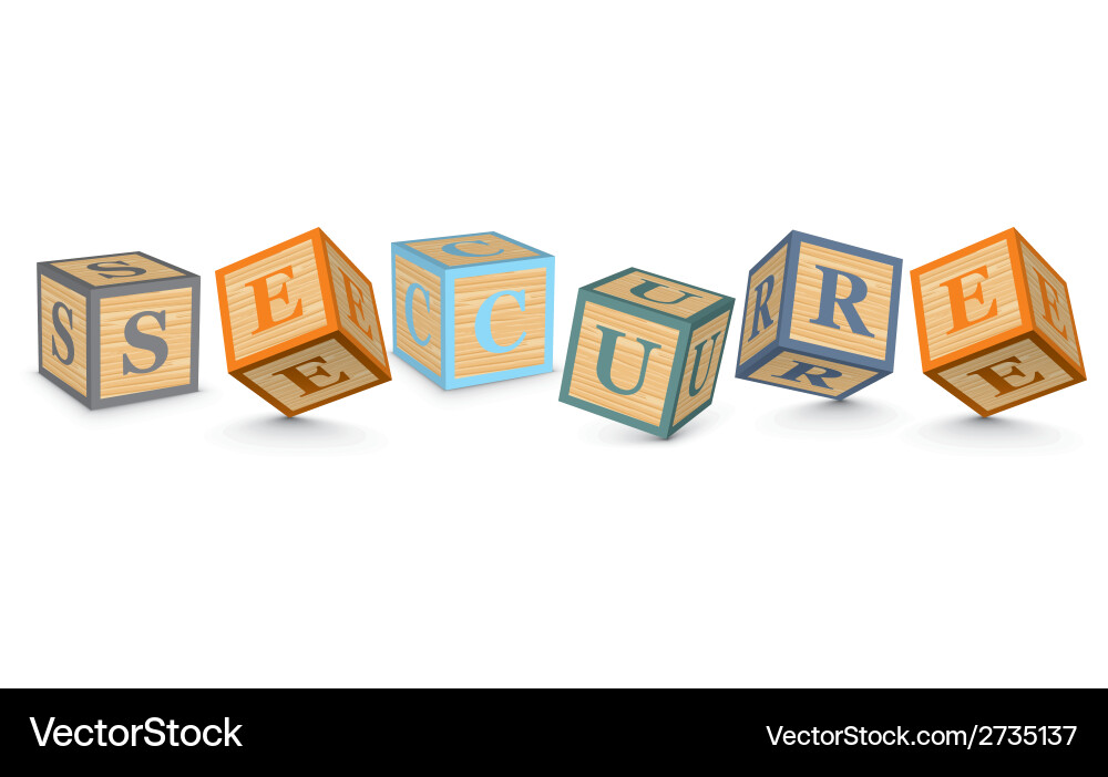 Word secure written with alphabet blocks Vector Image