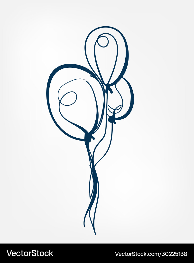 Balloon one line isolated design element vector image