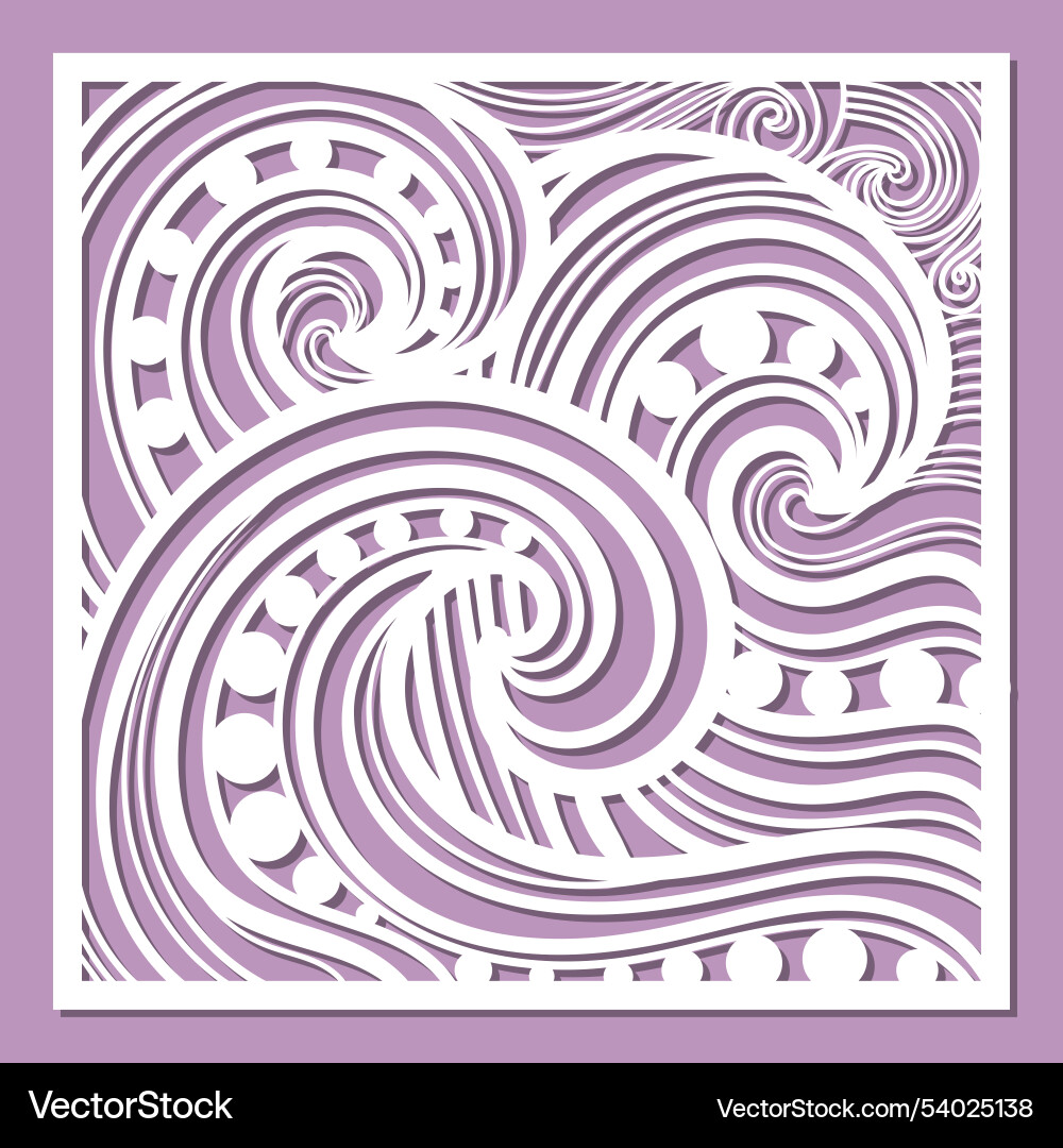 Beautiful abstract waves laser cutting template Vector Image