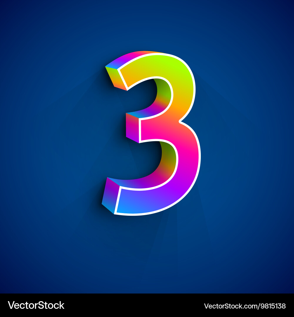 Bunte 3D Nummer drei Vektorbild