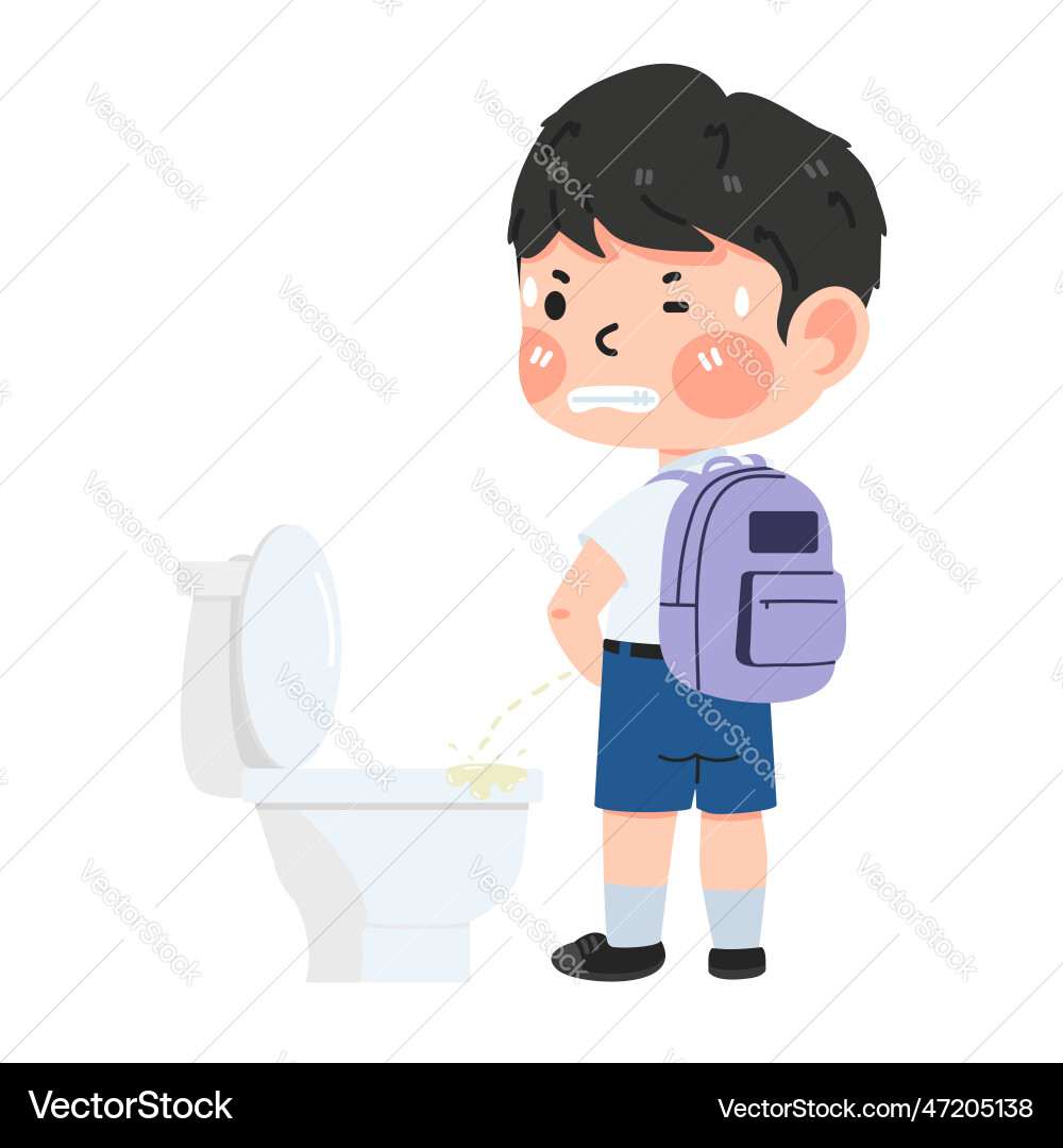 peeing littele boy Cartoon kid peeing on the toilet Royalty Free Vector Image