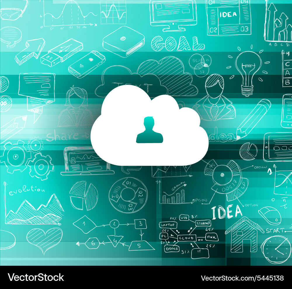 Cloud computing concept with infographics sketch vector image