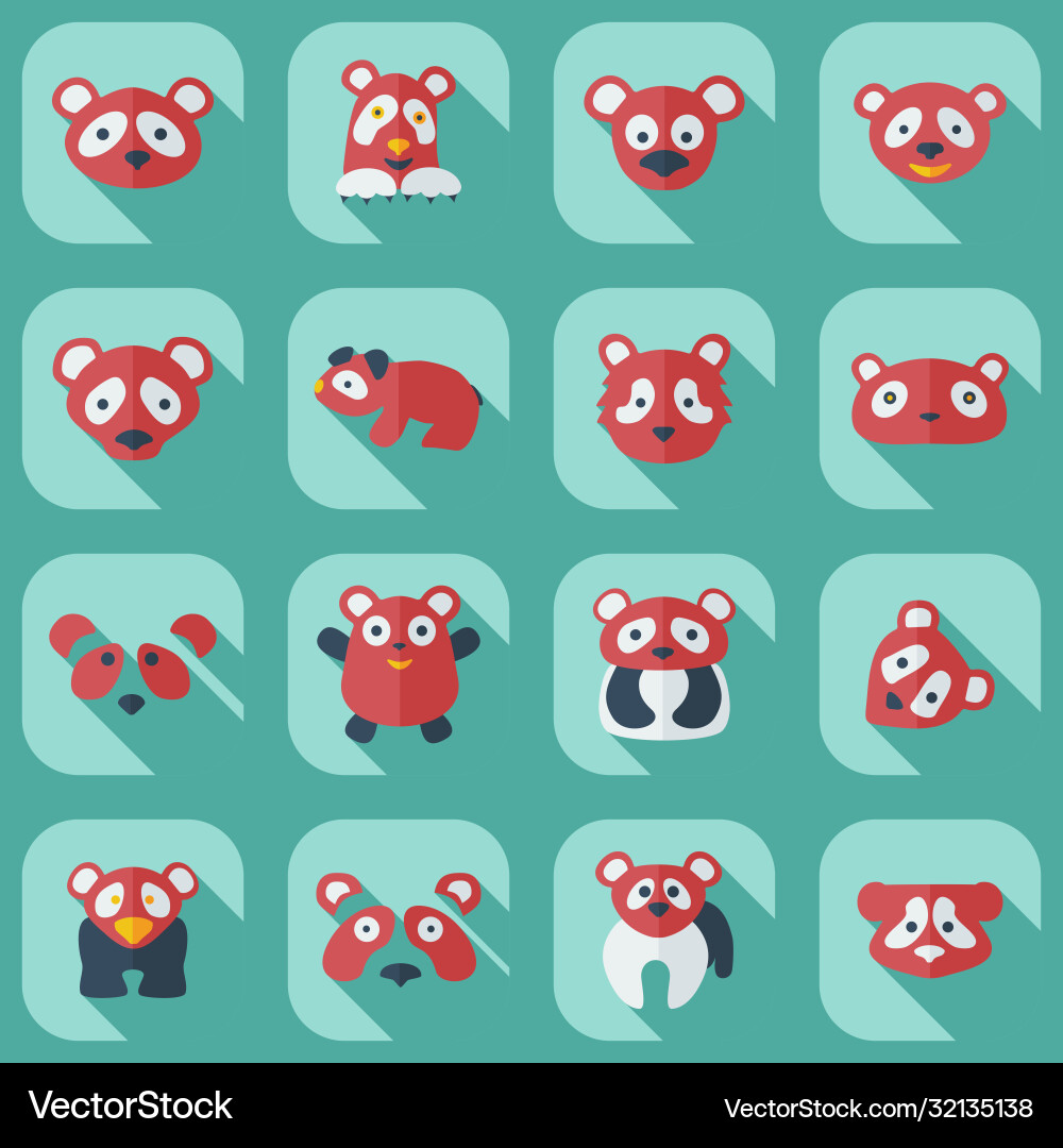 Flat concept set modern design mit schatten pandas Flat concept set modern design mit schatten pandas vektorbild