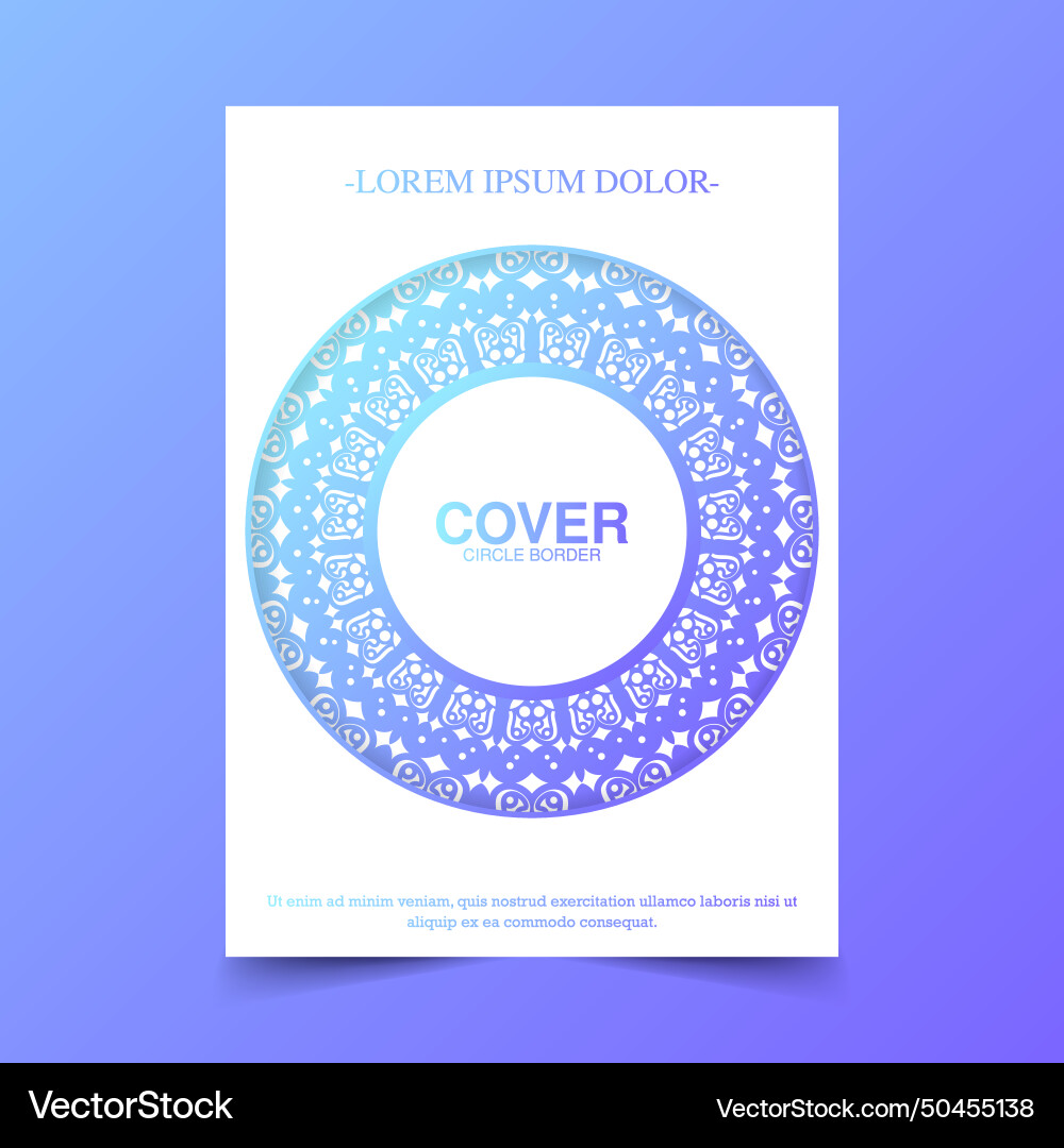 Gradient border pattern cover template Royalty Free Vector