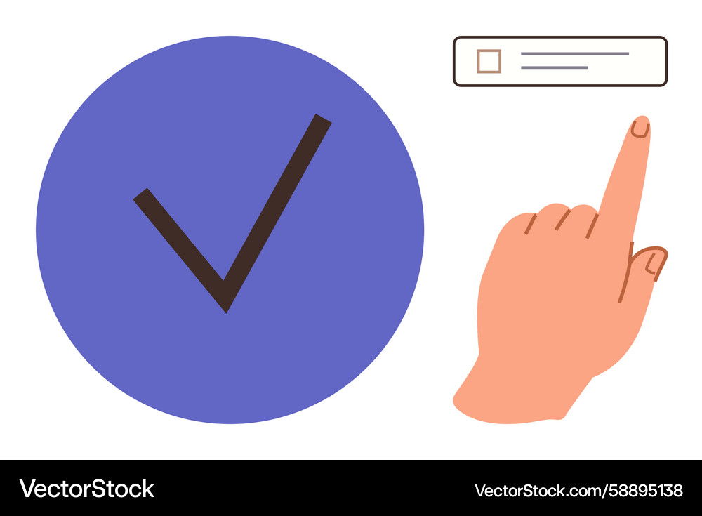 Hand Clicking Checkbox - Completion Vector Image