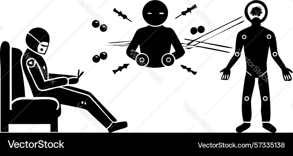 Mind control brain interface concept design vector image