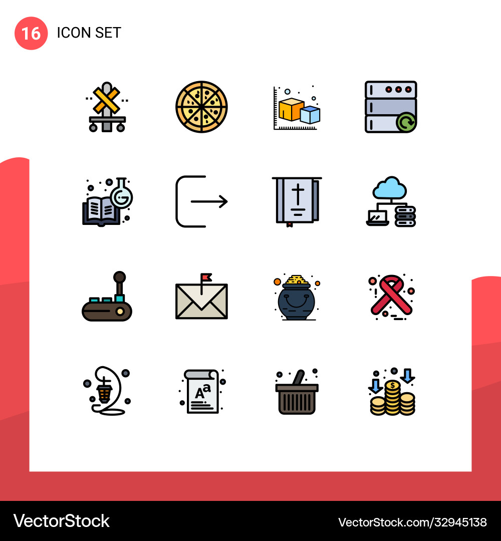 Mobile interface flat color filled line set 16 Vector Image