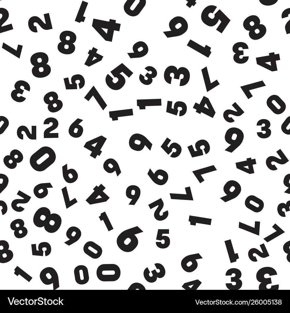 Numeral seamless pattern background black numbers Numeral seamless pattern background black numbers vector image