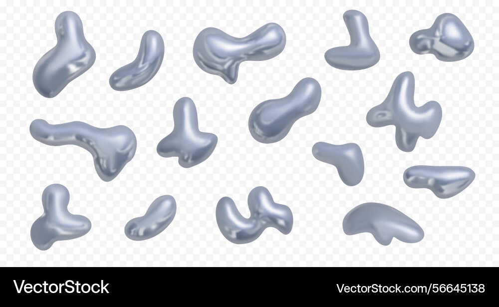 Realistic chrome holographic shapes and blobs Realistic chrome holographic shapes and blobs vector image