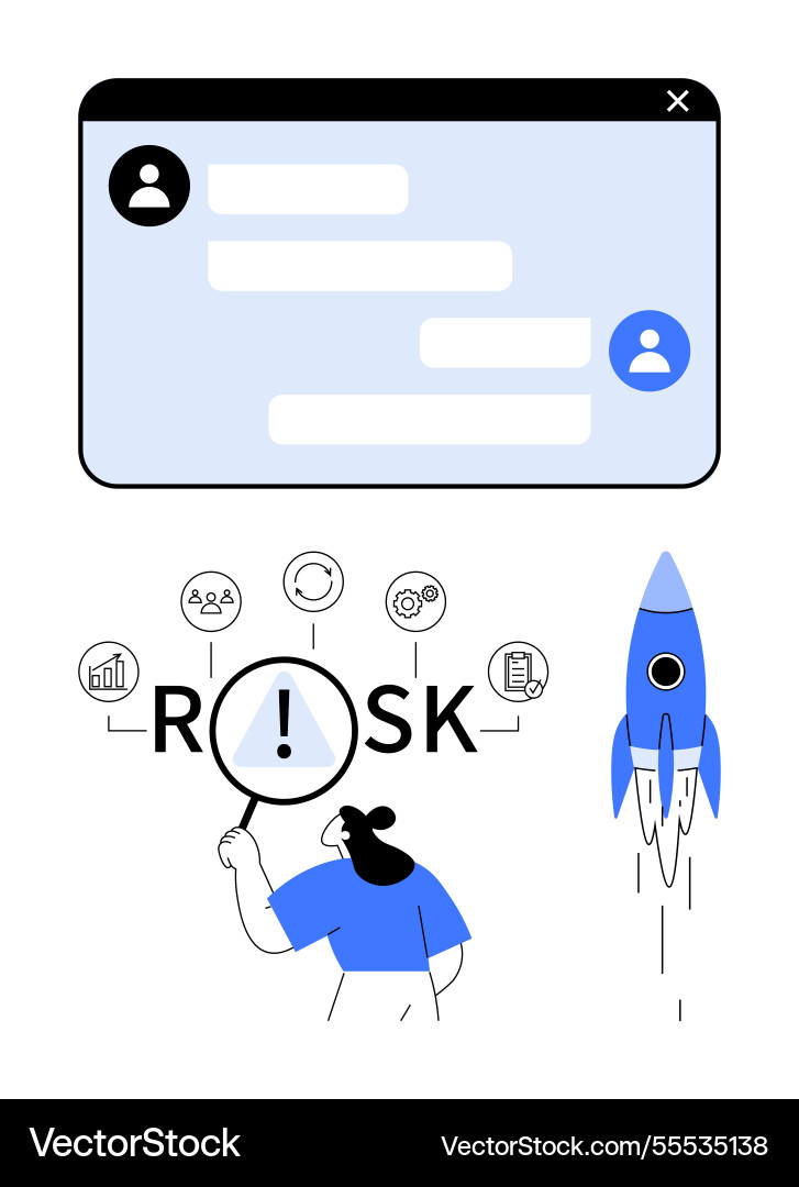 Risk analysis via messaging tools with business Risk analysis via messaging tools with business vector image