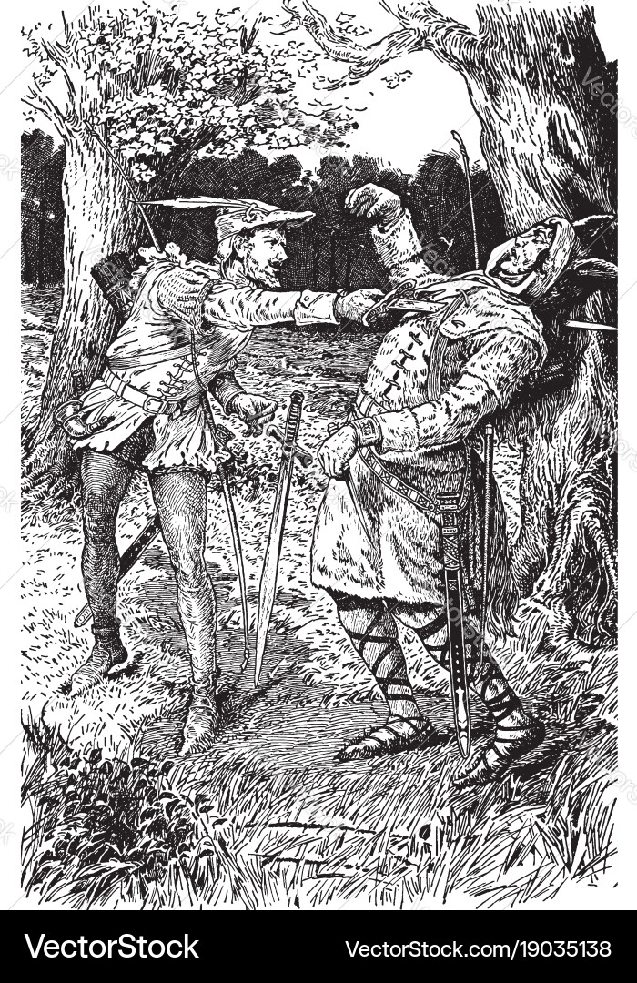 Robin Hood Slays Guy of Gisbourne Vector Image