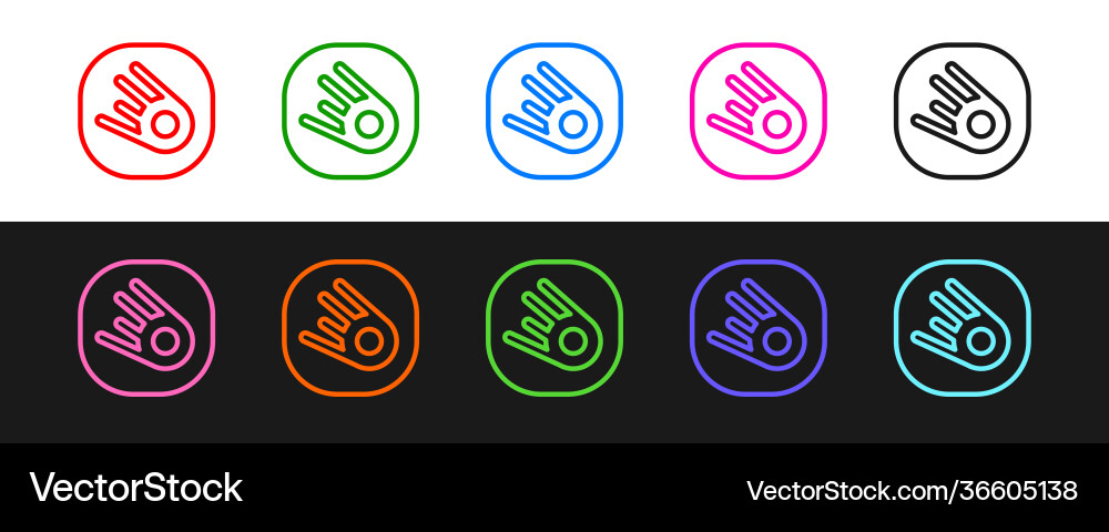 Set line comet falling down fast icon isolated vector image