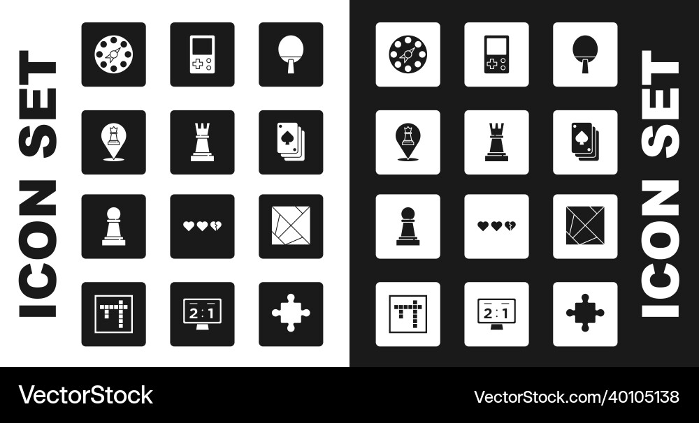 Set racket chess twister game playing cards Vector Image