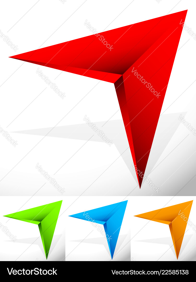 Sharp edgy 3d arrow icon in more color with bevel Sharp edgy 3d arrow icon in more color with bevel Vector Image