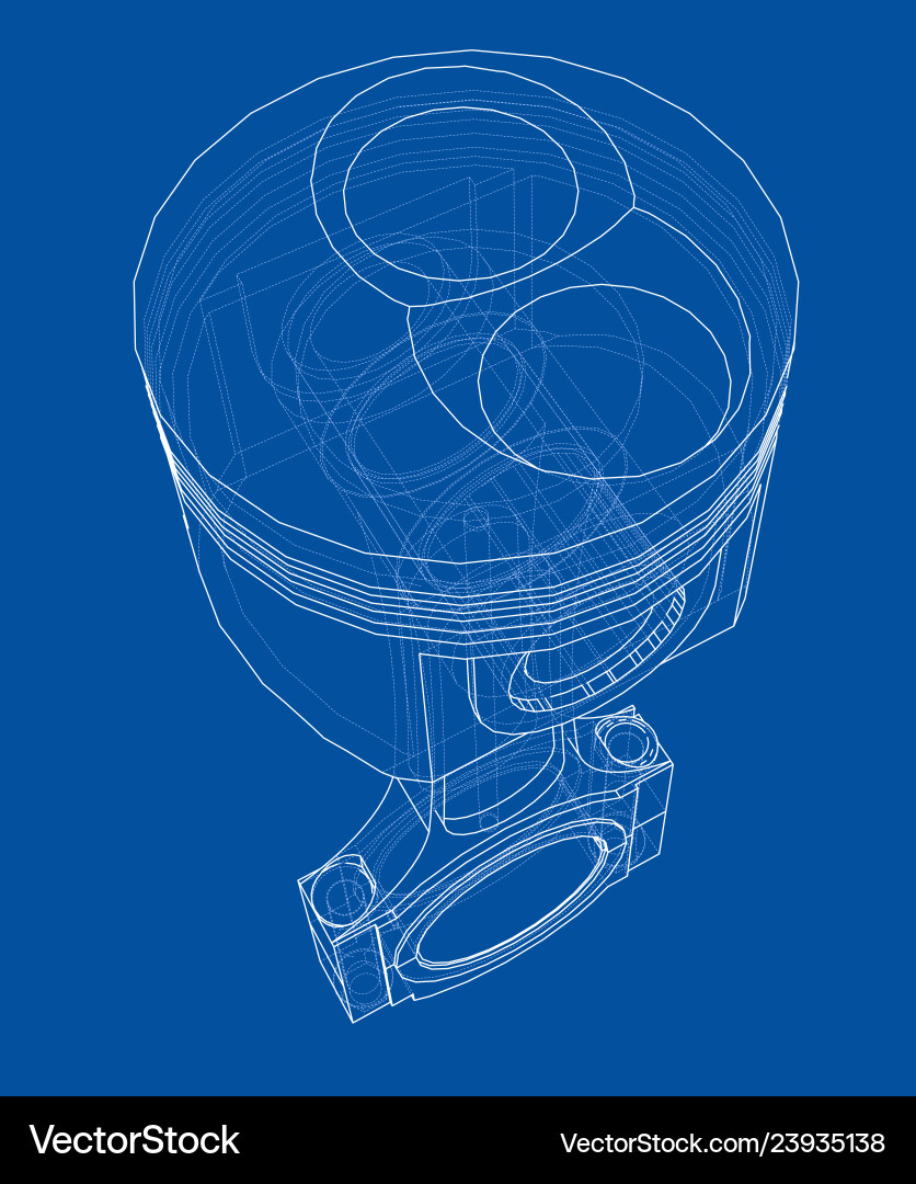 Sketch of piston rendering 3d vector image