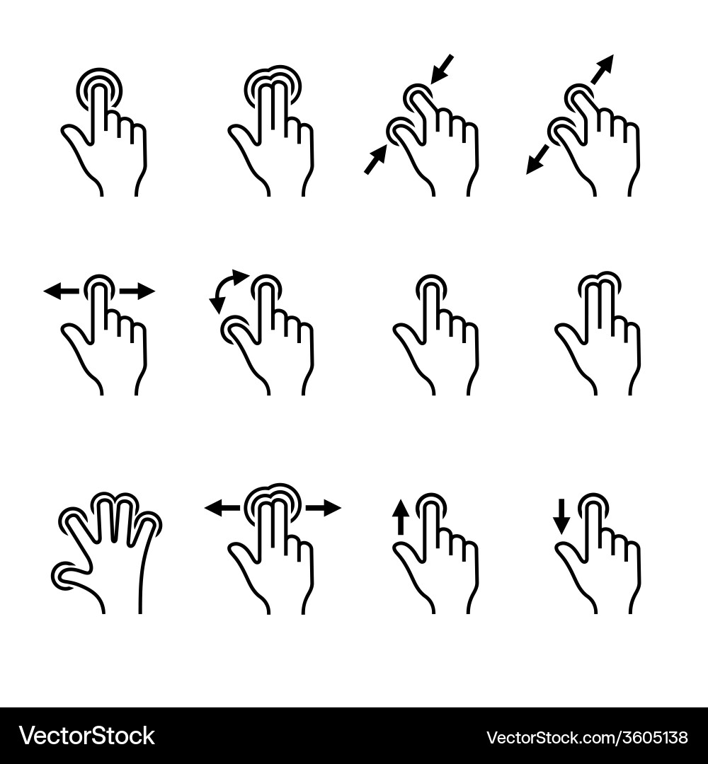 Touch Gesture Icons - Mobile Interface vector image
