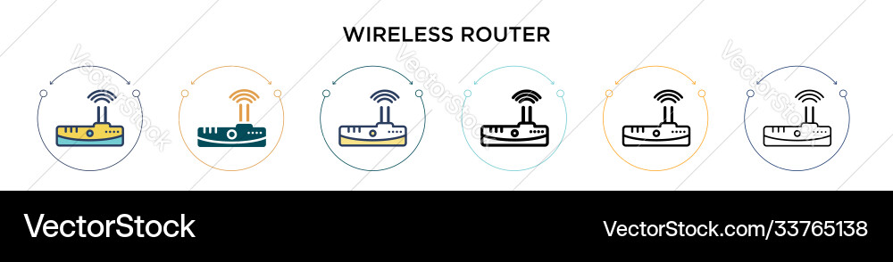 Wireless router icon in filled thin line outline vector image