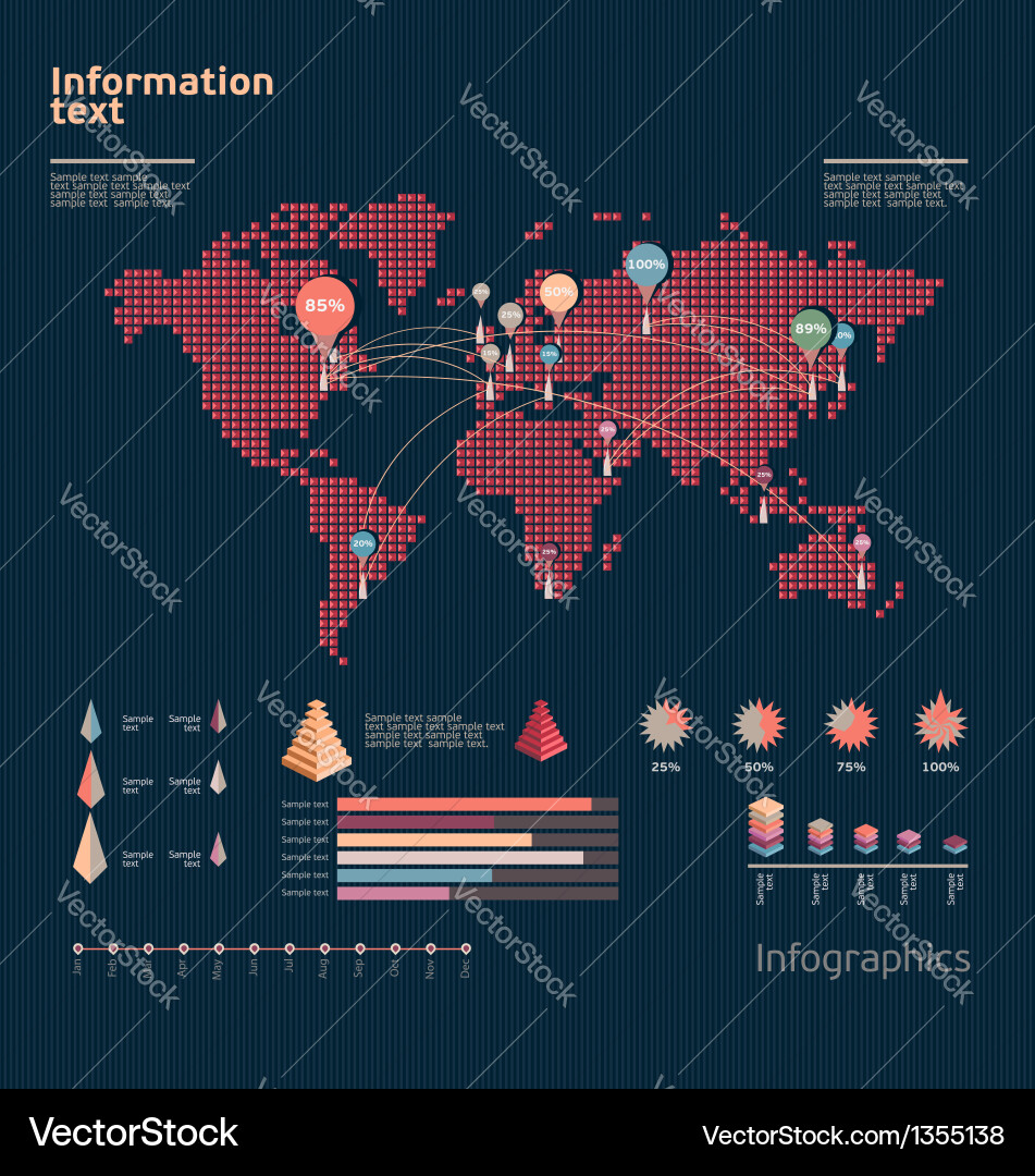 World Map Data Example World Map Data Infographic Royalty Free Vector Image